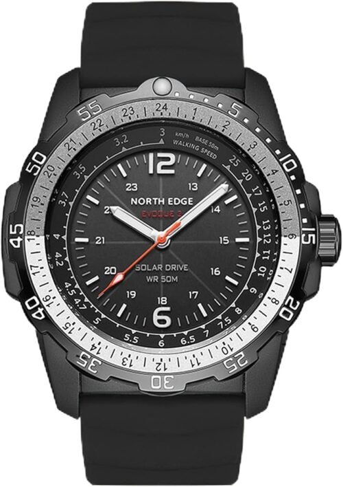 NORTH EDGE EVOQUE 2- Relojes de hombre con energía solar correas de silicona militar impermeable ejército deportes táctico relojes minimalistas