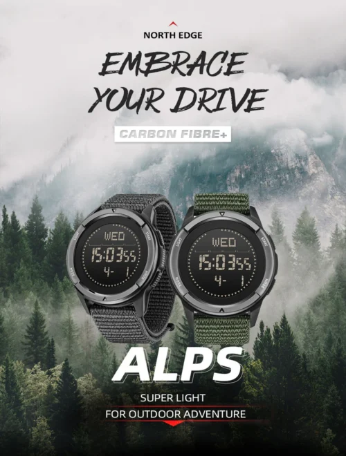 North Edge ALPS Reloj impermeable y ligero para exteriores, medidor deportivo multifuncional, brújula luminosa. - Imagen 4