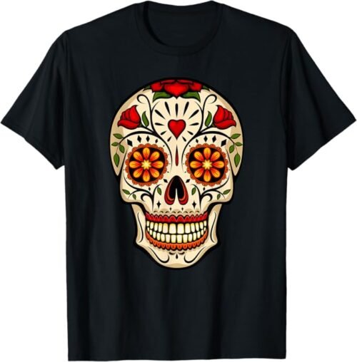 Camiseta Dia de los Muertos Cráneo de Caramelo Camiseta de calidad