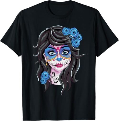 Camiseta Calavera Mexicana de Halloween de calidad